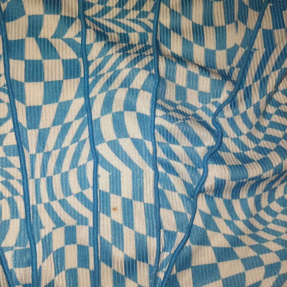 Y2K Blue Ribbed Crop Tops - Picture 2 of 3